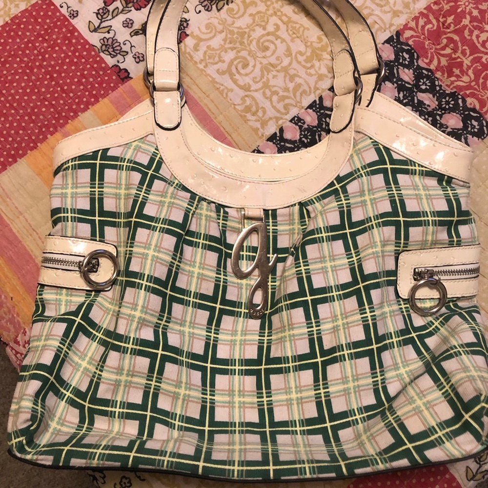 Plaid Green and Cream Guess brand Women's Handbag